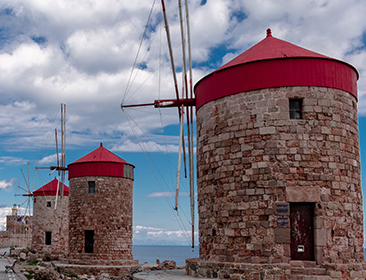 Windmills in Rhodes Town port